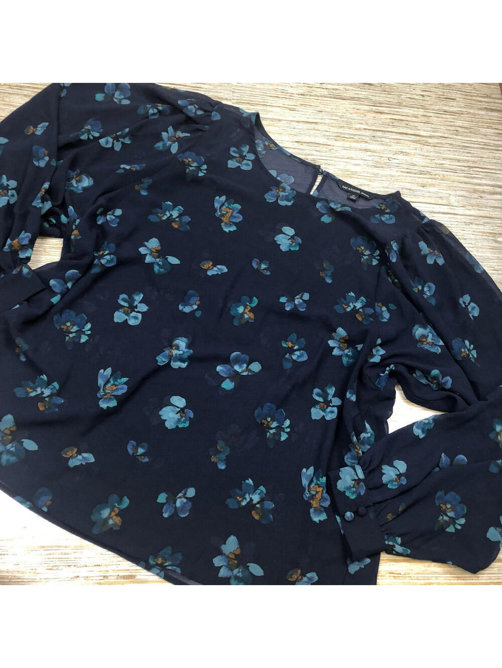 2930 ZAC & RACHEL Womens sheer floral boho Blouse Plus Size 1X